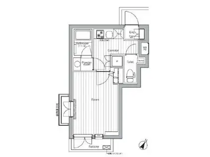 プレミアムキューブ都立大学MO(1K/1階)の間取り写真