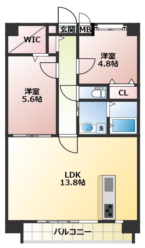 エイビス(2LDK/7階)の間取り写真