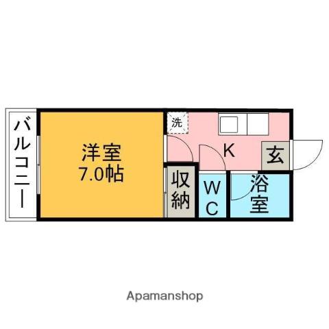 メゾン浜田(1K/2階)の間取り写真