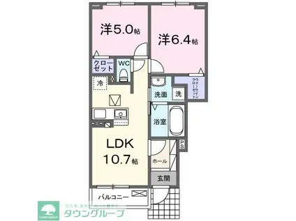 サイレンスヴィラIII(2LDK/1階)の間取り写真