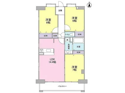 ガーデンコート浦和東(3LDK/1階)の間取り写真