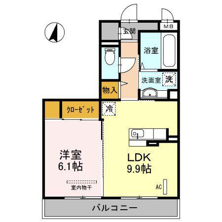 プリュス(1LDK/2階)の間取り写真