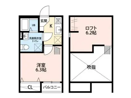 レガーロ(1K/2階)の間取り写真
