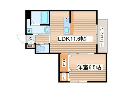 フィーロ宮町(1LDK/3階)の間取り写真