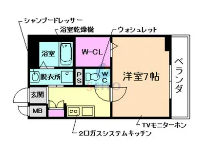 モンパルナス(1K/1階)の間取り写真