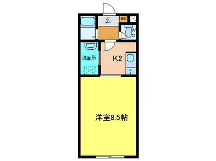 ライフライン23(1K/1階)の間取り写真