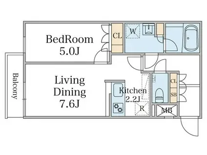 エクセルシオール目黒三田(1LDK/1階)の間取り写真