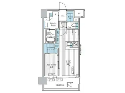 TERRA蚕糸の森(1LDK/7階)の間取り写真