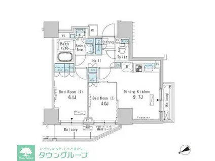パークアクシス浅草橋二丁目(2DK/11階)の間取り写真