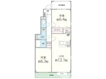 サンシエスタ(2LDK/1階)の間取り写真