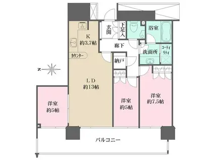 M.M.TOWERS THE ウエスト(3LDK/10階)の間取り写真