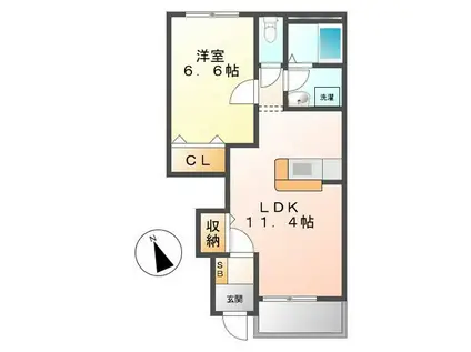 グレイスビラ・桜島(1LDK/1階)の間取り写真