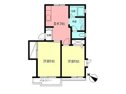 メディオ湘南(2DK/2階)の間取り写真