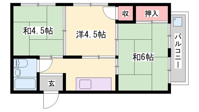 大和ビル(3K/2階)の間取り写真
