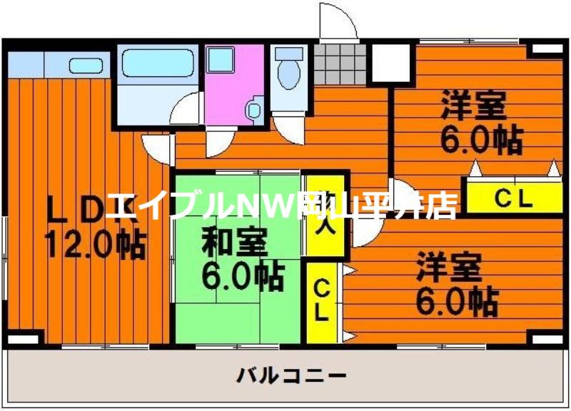 アリベ国富(3LDK/3階)の間取り写真