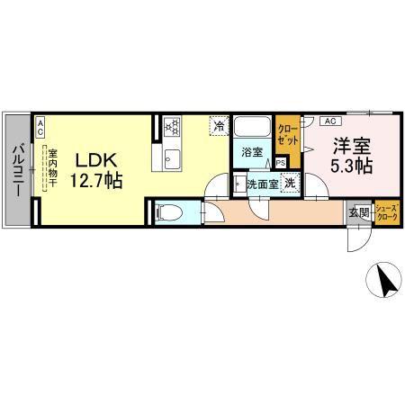 セレスティア鷺宮(1LDK/2階)の間取り写真