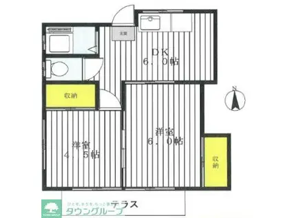 Kハイム(2DK/1階)の間取り写真