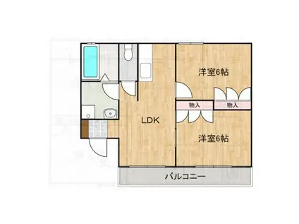 ベル放夢二番館(2LDK/1階)の間取り写真
