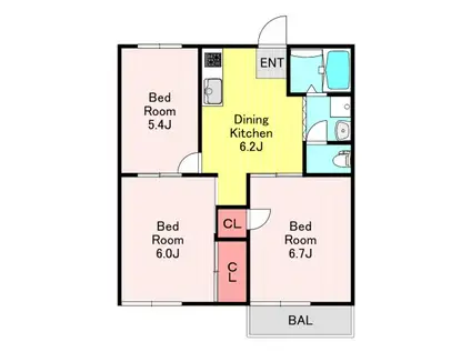 セントラルハイツ(3DK/2階)の間取り写真