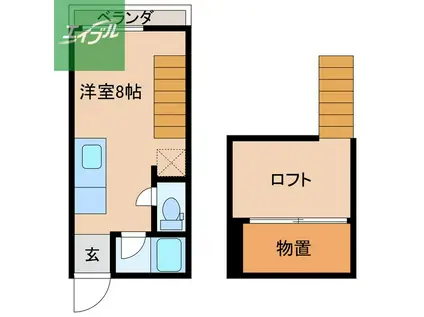 プリムローズ長崎(ワンルーム/2階)の間取り写真