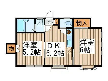 ヒルズ松原322(2DK/2階)の間取り写真