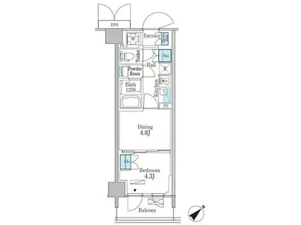パークアクシス品川南大井パークフロント(1DK/8階)の間取り写真