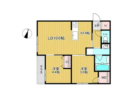 ALESIA北円山(2LDK/1階)の間取り写真