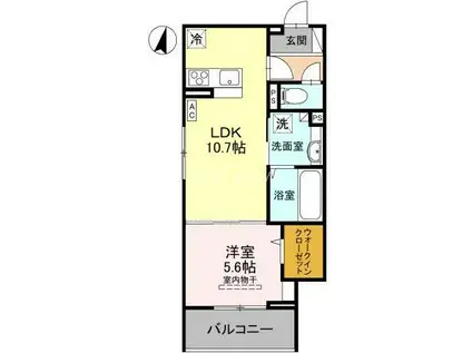 レクタス(1LDK/2階)の間取り写真