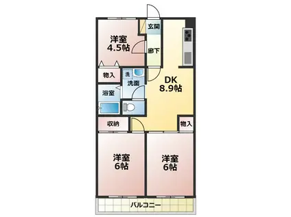 ELLEハイム(3DK/2階)の間取り写真