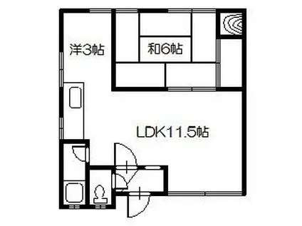 美鈴マンションB(2LDK/1階)の間取り写真