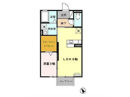 グランディールIIA(1LDK/2階)の間取り写真