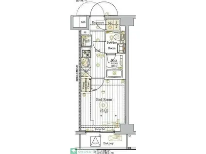 MAXIV川口青木(1K/2階)の間取り写真