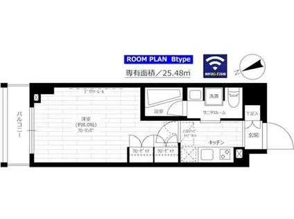 ステージファースト世田谷アジールコート(1K/7階)の間取り写真