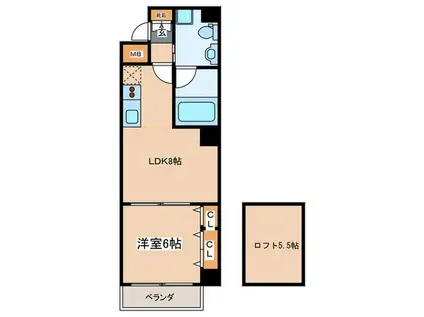 ラフォーレ松ヶ枝町II(1LDK/10階)の間取り写真