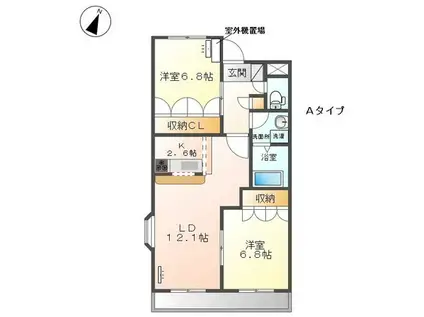 ラウレア(2LDK/4階)の間取り写真