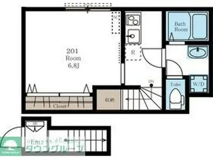 エーデルワイス(1DK/2階)の間取り写真