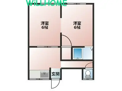 楠井アパート(2K/2階)の間取り写真