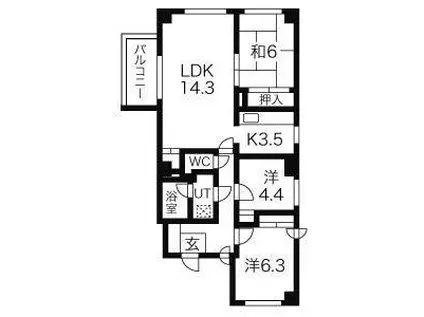 白南ハイツII(3LDK/3階)の間取り写真