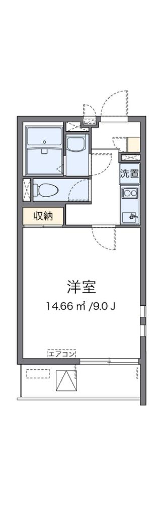 クレイノオアシスII(1K/3階)の間取り写真