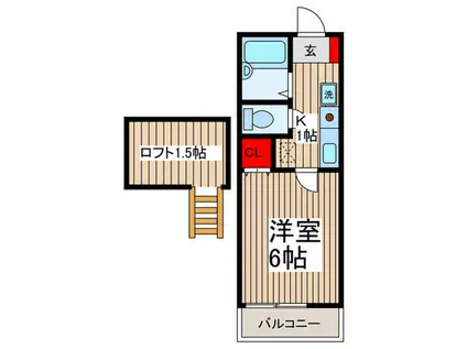 ハイネス清瀬(1K/2階)の間取り写真