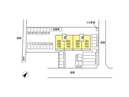 メゾンシュシュ(2LDK/1階)の間取り写真