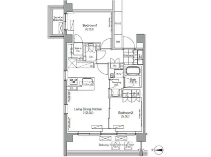 プレジリア代々木大山町(2LDK/4階)の間取り写真