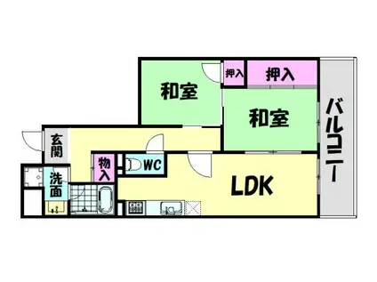 アベニール羽衣(2LDK/2階)の間取り写真