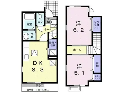 DUOWL(2DK/1階)の間取り写真