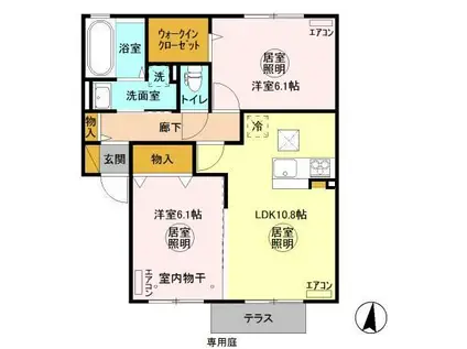 グランマーレ J(2LDK/1階)の間取り写真