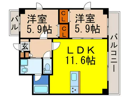 バリューコート弐番館(2LDK/3階)の間取り写真