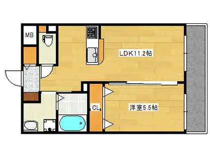ROSSO庚午(1LDK/2階)の間取り写真