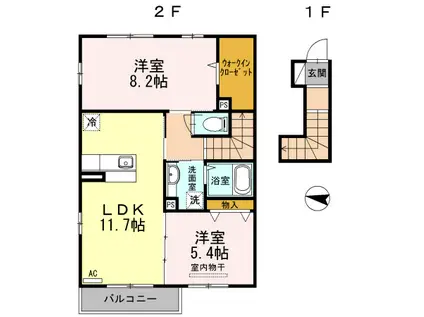 みつばち II(2LDK/2階)の間取り写真