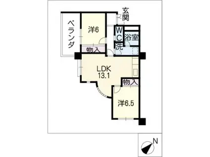 グラシオン仁大(2LDK/2階)の間取り写真