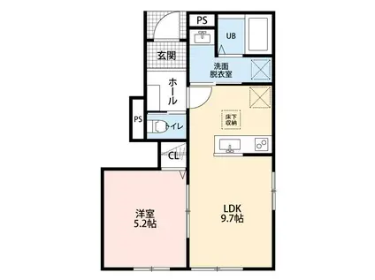 リーブルファイン柏南逆井(1LDK/1階)の間取り写真